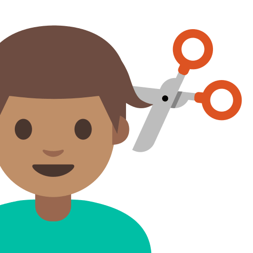 Man Getting Haircut with Medium Skin Tone (Noto Emoji) Free Open-Source SVG Icon (Noto Emoji (v1))