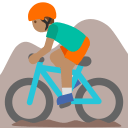 Man Mountain Biking with Medium Skin Tone (Noto Emoji) Free Open-Source SVG Icon