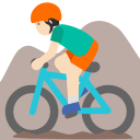 Person Mountain Biking with Light Skin Tone (Noto Emoji) Free Open-Source SVG Icon