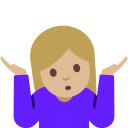 Person Shrugging with Medium-Light Skin Tone (Noto Emoji) Free Open-Source SVG Icon