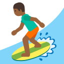 Person Surfing with Medium Dark Skin Tone (Noto Emoji) Free Open-Source SVG Icon