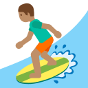 Person Surfing with Medium Skin Tone (Noto Emoji) Free Open-Source SVG Icon