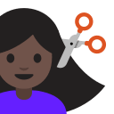 Woman Getting Haircut with Dark Skin Tone (Noto Emoji) Free Open-Source SVG Icon