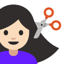 Woman Getting Haircut with Light Skin Tone (Noto Emoji) Free Open-Source SVG Icon