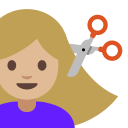 Woman Getting Haircut with Medium-Light Skin Tone (Noto Emoji) Free Open-Source SVG Icon