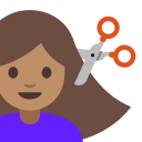 Woman Getting Haircut with Medium Skin Tone (Noto Emoji) Free Open-Source SVG Icon