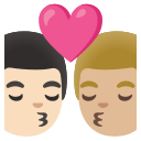 Kiss Between Men with Light and Medium Light Skin Tones (Light) Free Open-Source SVG Icon