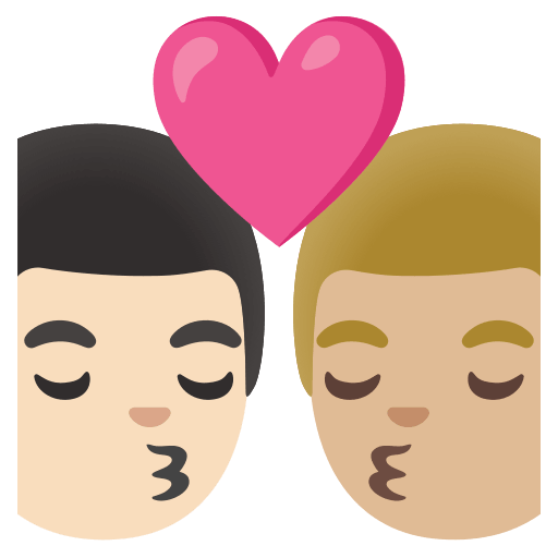 Kiss Between Men with Light and Medium Light Skin Tones (Light) Free Open-Source SVG Icon (Noto Emoji)