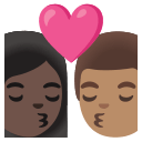 Kiss Between Woman and Man with Dark and Medium Skin Tones (N Free Open-Source SVG Icon