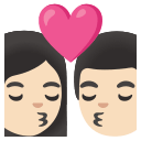 Kiss Between Woman and Man with Light Skin Tone (Noto Emoji) Free Open-Source SVG Icon