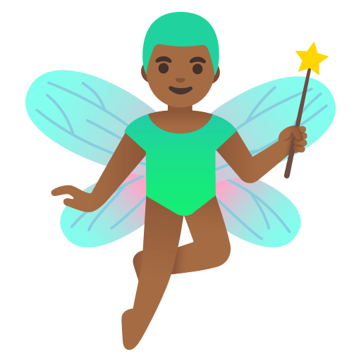 Medium Dark Skin Tone Man Fairy (Noto Emoji) Free Open-Source SVG Icon (Noto Emoji)