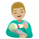 Man Feeding Baby (Medium Light Skin Tone) Free Open-Source SVG Icon