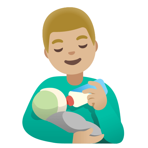 Man Feeding Baby (Medium Light Skin Tone) Free Open-Source SVG Icon (Noto Emoji)