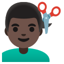 Man Getting Haircut with Dark Skin Tone (Noto Emoji) Free Open-Source SVG Icon