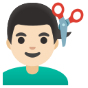 Man Getting Haircut with Light Skin Tone (Noto Emoji) Free Open-Source SVG Icon