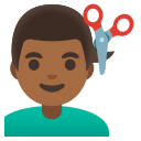 Man Getting Haircut with Medium Dark Skin Tone (Noto Emoji) Free Open-Source SVG Icon