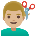 Man Getting Haircut (Medium-Light Skin Tone) Free Open-Source SVG Icon