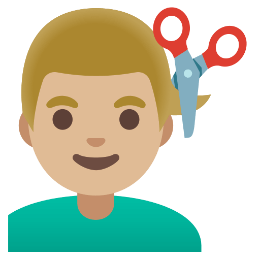 Man Getting Haircut (Medium-Light Skin Tone) Free Open-Source SVG Icon (Noto Emoji)