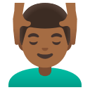 Man Receiving Massage with Medium Dark Skin Tone (Noto Emoji) Free Open-Source SVG Icon