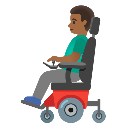 Man in Motorized Wheelchair with Medium Dark Skin Tone (Noto Emoji Free Open-Source SVG Icon (Noto Emoji)