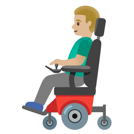 Man in Motorized Wheelchair with Medium-Light Skin Tone (Noto Emoji Free Open-Source SVG Icon (Noto Emoji)