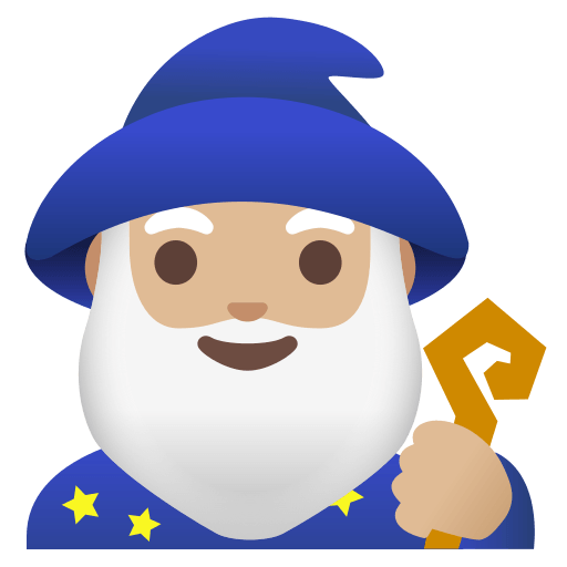 Medium-Light Skin Tone Male Mage (Noto Emoji) Free Open-Source SVG Icon (Noto Emoji)