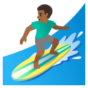 Man Surfing with Medium Dark Skin Tone (Noto Emoji) Free Open-Source SVG Icon