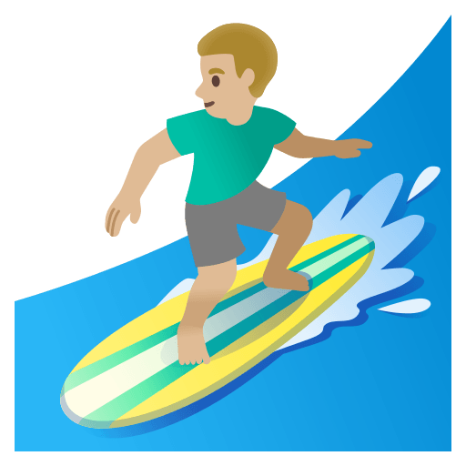 Man Surfing with Medium Light Skin Tone (Noto Emoji) Free Open-Source SVG Icon (Noto Emoji)