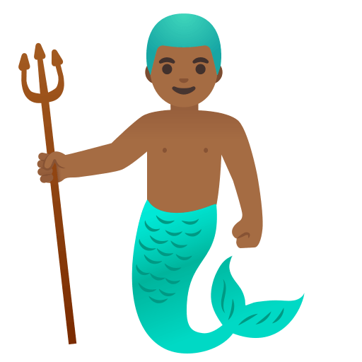 Merman with Medium Dark Skin Tone (Noto Emoji) Free Open-Source SVG Icon (Noto Emoji)