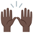 Raising Hands Gesture with Dark Skin Tone (Noto Emoji) Free Open-Source SVG Icon