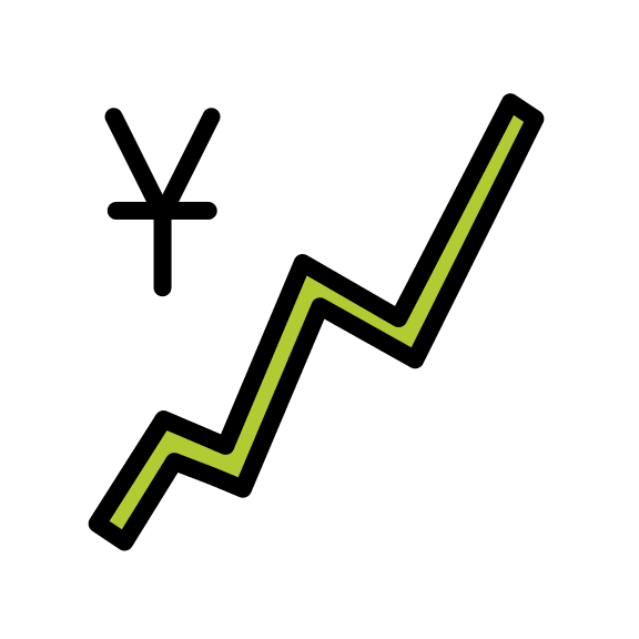 Increasing Chart with Yen Currency (OpenMoji) Free Open-Source SVG Icon (OpenMoji)