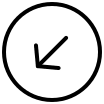 Down Left Arrow in Circle (Pepicons Pencil) Free Open-Source SVG Icon