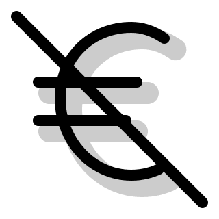 Euro Currency Off (Pepicons Print) Free Open-Source SVG Icon (Pepicons Print)