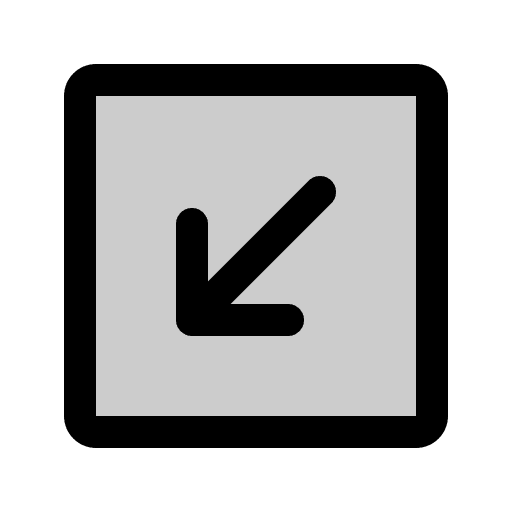 Down Left Arrow in Square (Duotone) Free Open-Source SVG Icon (Phosphor)