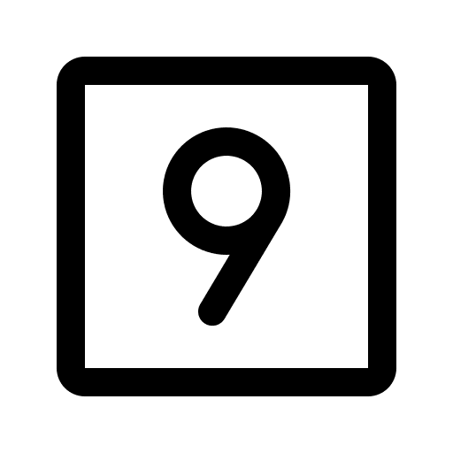 Square Number Nine Free Open-Source SVG Icon (Phosphor)