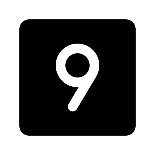 Filled Square with Number Nine Free Open-Source SVG Icon (Phosphor)