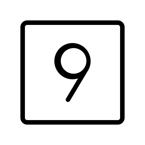 Thin Number Square Nine (Phosphor) Free Open-Source SVG Icon (Phosphor)