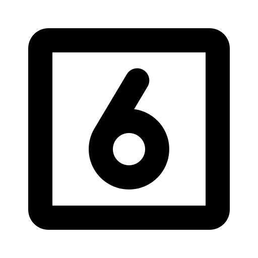 Bold Square with the Number Six (Phosphor) Free Open-Source SVG Icon (Phosphor)