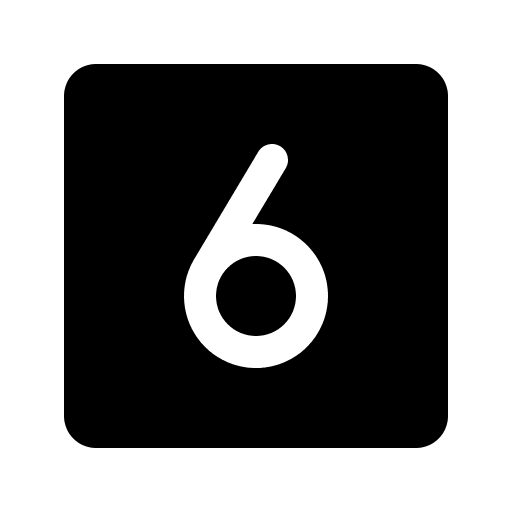 Filled Square with Number Six (Phosphor) Free Open-Source SVG Icon (Phosphor)