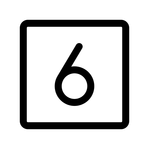 Light Number Six Square (Phosphor) Free Open-Source SVG Icon (Phosphor)