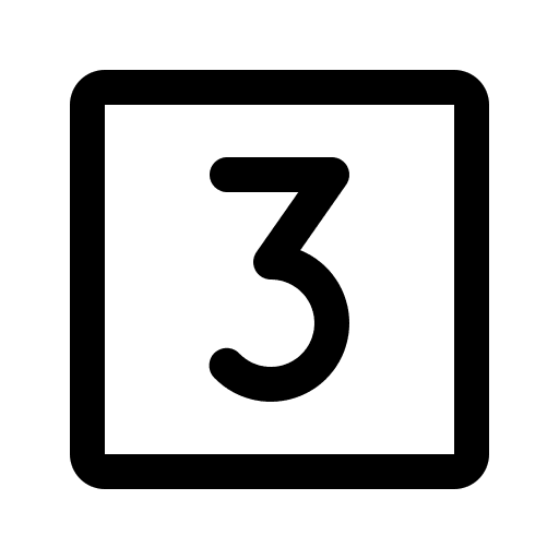 Square with Number Three Free Open-Source SVG Icon (Phosphor)