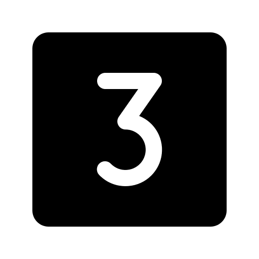 Filled Square with Number Three (Phosphor) Free Open-Source SVG Icon (Phosphor)