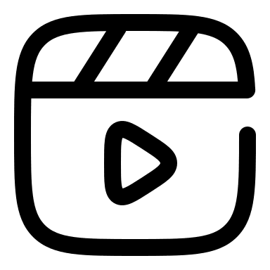 Broken Clapperboard with Play Button (Solar) Free Open-Source SVG Icon (Solar)