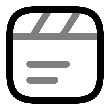 Clapperboard with Text (Duotone) Free Open-Source SVG Icon (Solar)