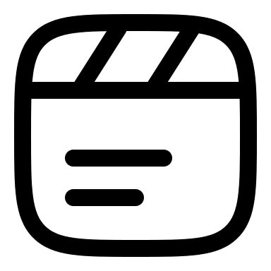 Clapperboard with Text (Linear) Free Open-Source SVG Icon (Solar)