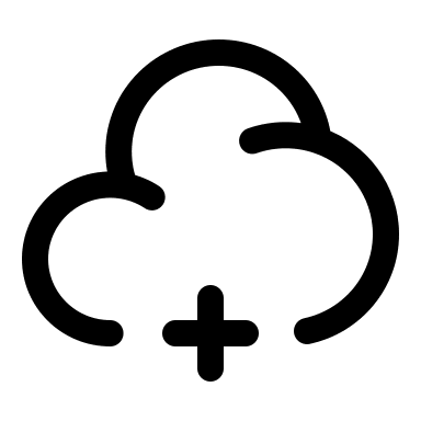 Cloud with Plus Sign (Linear) Free Open-Source SVG Icon (Solar)