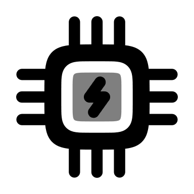 Bold CPU with Lightning Bolt (Duotone) Free Open-Source SVG Icon (Solar)