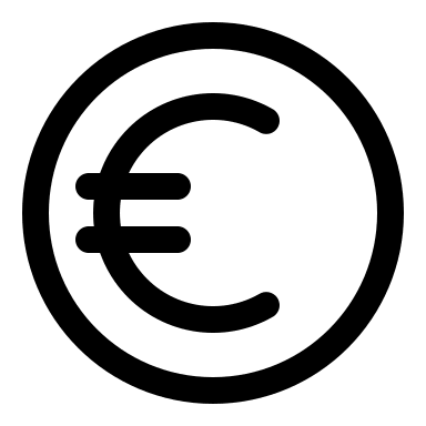Euro Currency Symbol (Linear) Free Open-Source SVG Icon (Solar)