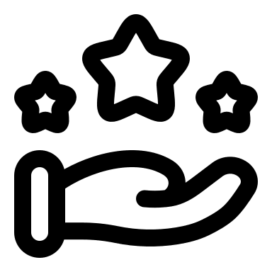 Hand with Stars (Linear) Free Open-Source SVG Icon (Solar)