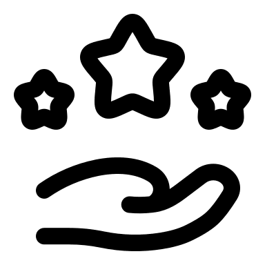 Outlined Hand with Stars Free Open-Source SVG Icon (Solar)
